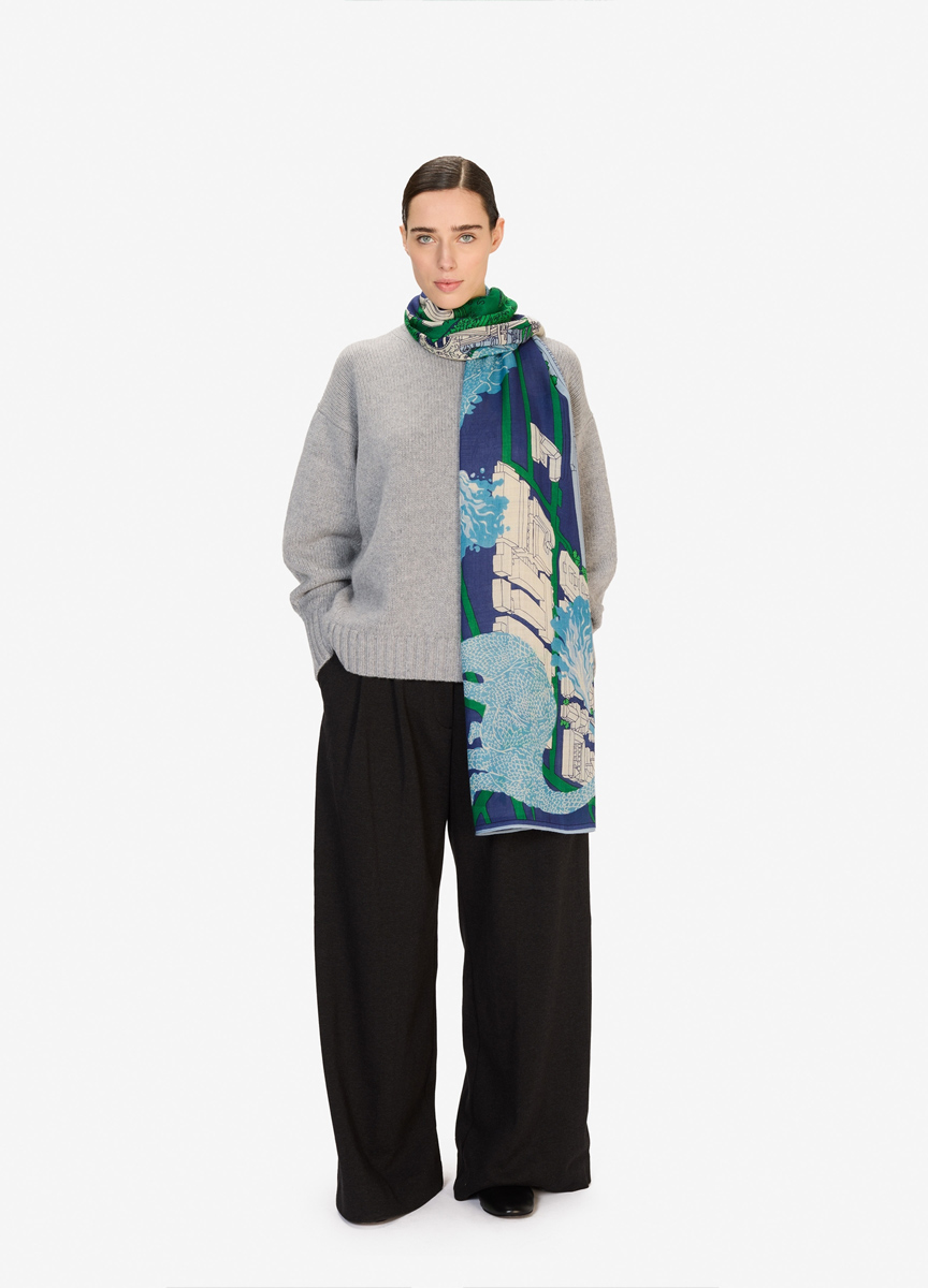 恐龍圍巾 藍綠色